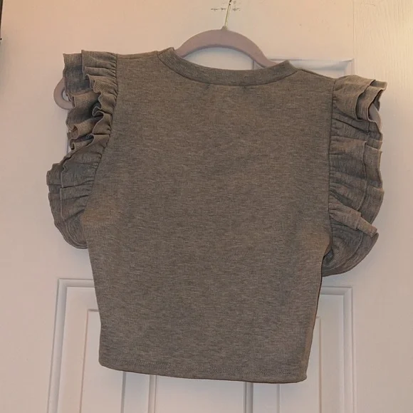 Gray Ruffle Tank Top - Picture 2 of 2